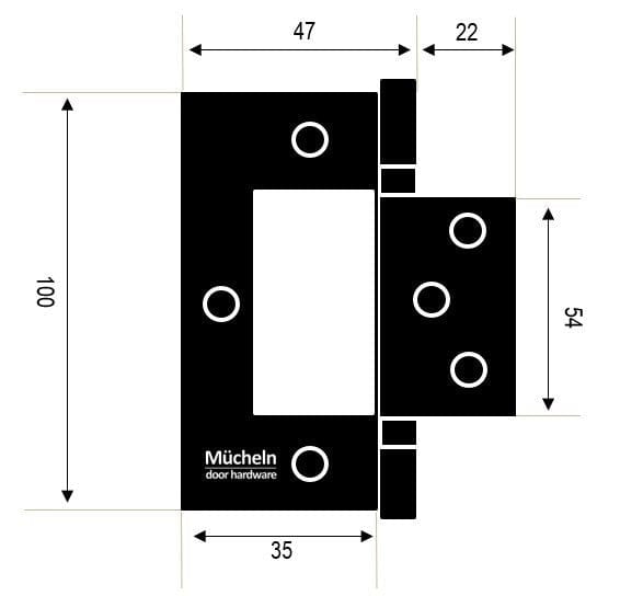 White Hirline Hinge 100mm x 70mm (2 Hinges) | Mucheln – HardwareBox