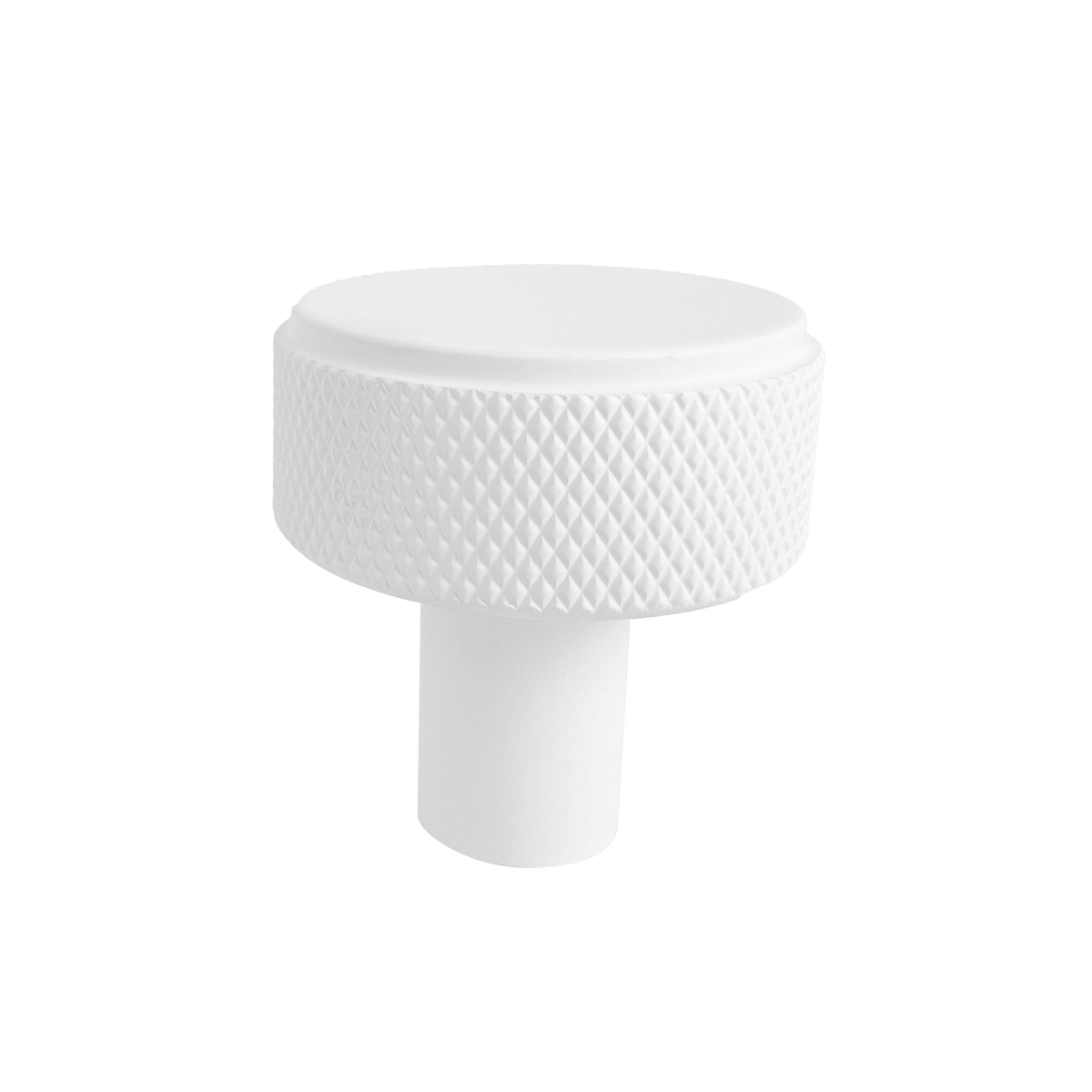 White Knurled Disc Cupboard Knob 35mm