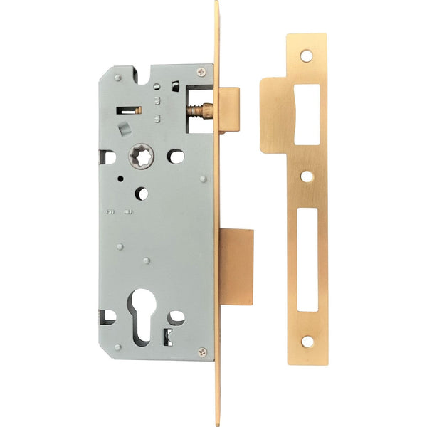 Brushed Brass 45mm Backset Mortice Entrance Door Lock | Mucheln