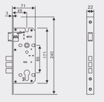 45mm Backset mortise satin nickel