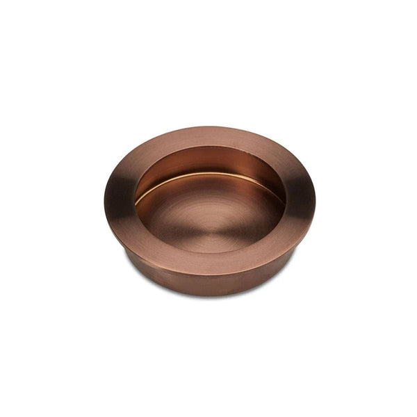 Brushed Copper Round Flush Pull 50mm | Mucheln