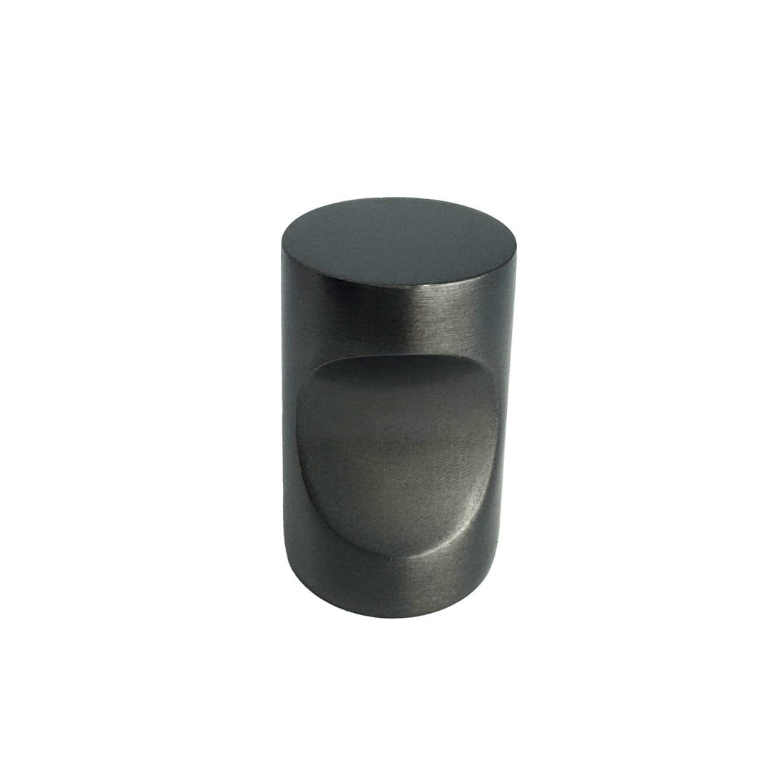 Gunmetal Grey Indent Finger Pull Cupboard Knob, 20mm