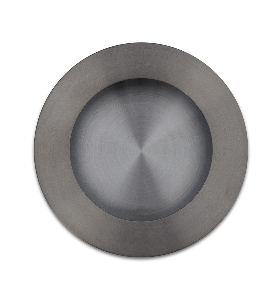 gunmetal grey flush round cupboard handle side top