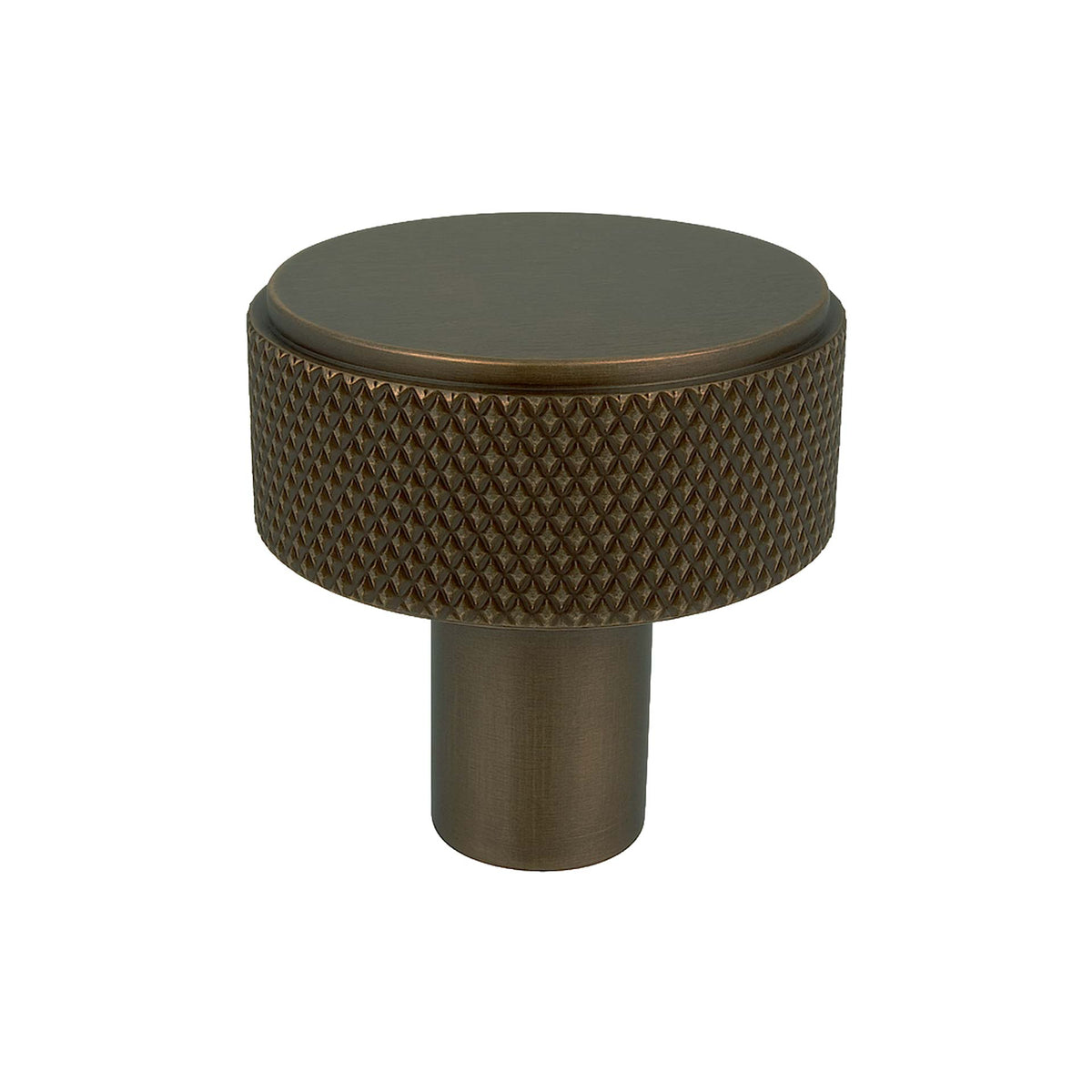 Antique Bronze Knurled Disc Cupboard Knob 32mm | Mucheln