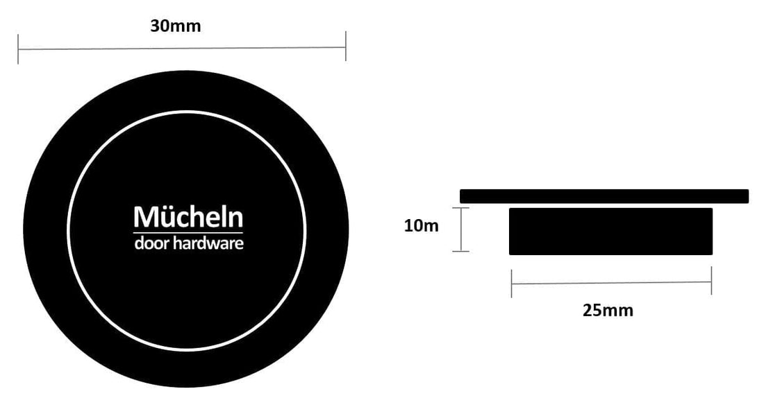 black 30mm flush pull dimensions