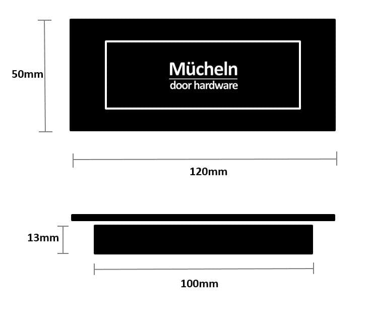 Black Flush Pull Handle 120mm Rectangle dimensions
