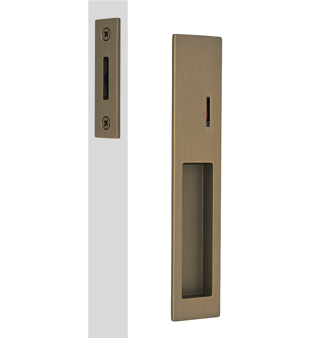 Duke Privacy Set Antique Bronze Sliding Door Privacy Set I Mucheln Duke Series – HardwareBox