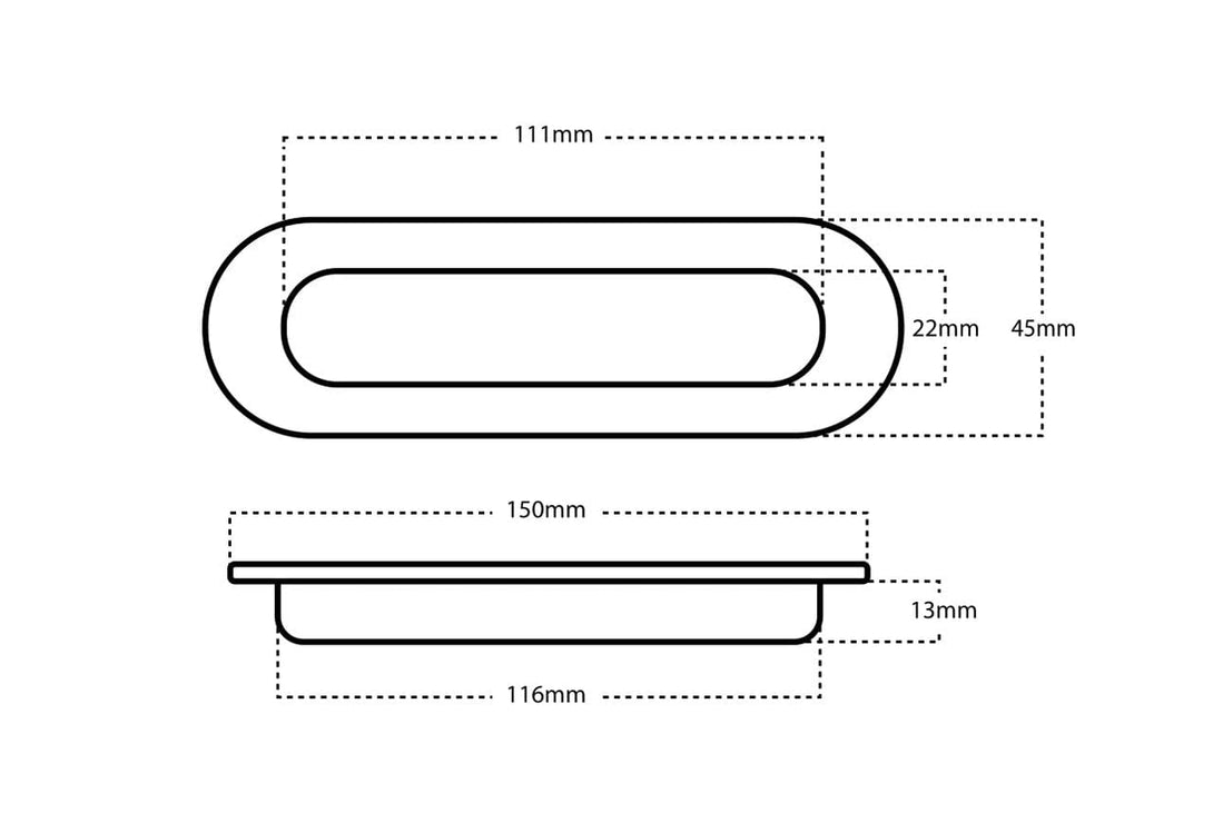 Dimensions oval flush pull