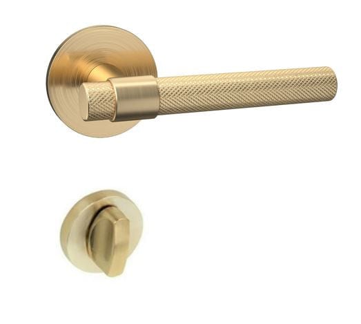 Solid (Brushed) Brass Door Handle 63mm with Privacy Snib | Mucheln Odyssey Series