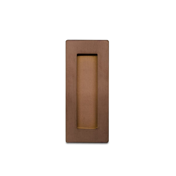 Brushed Copper Flush Pull Handle 120mm Rectangle top