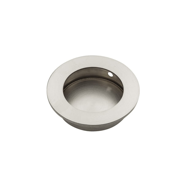 Satin Nickel Round Flush Pull 50mm | Mucheln