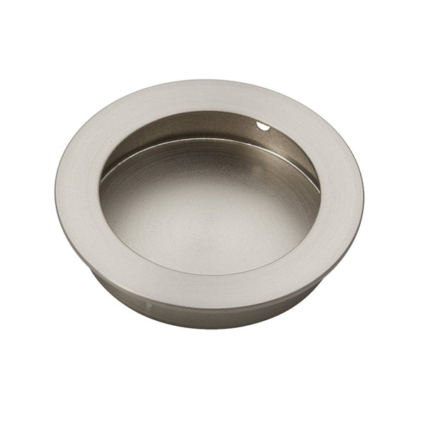 Satin Nickel Round Flush Pull 70mm | Mucheln