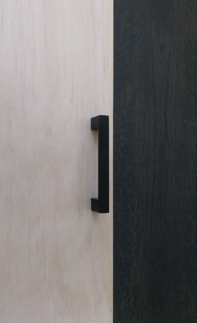 96mm matte black cupboard door handle timber