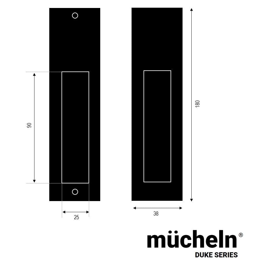 Duke passage sliding door handles Mucheln dimensions