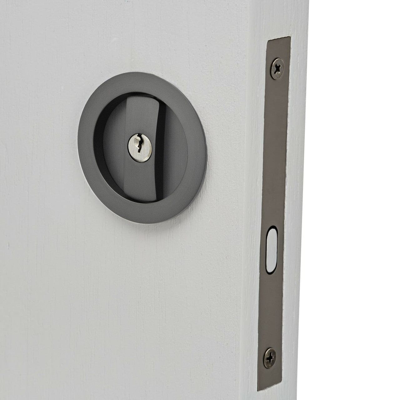Gunmetal Grey Round Cavity Sliding Door Lock with Key I Mucheln ...