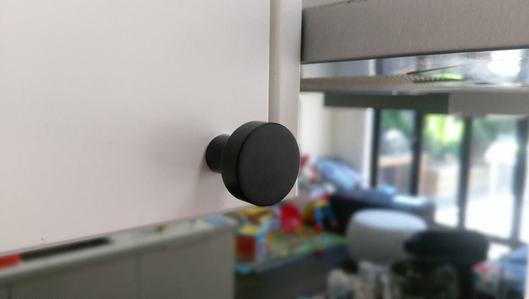 Matte black cupboard finger pull knob round