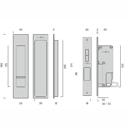 Mardeco brass sliding door flush pull set privacy dimensions
