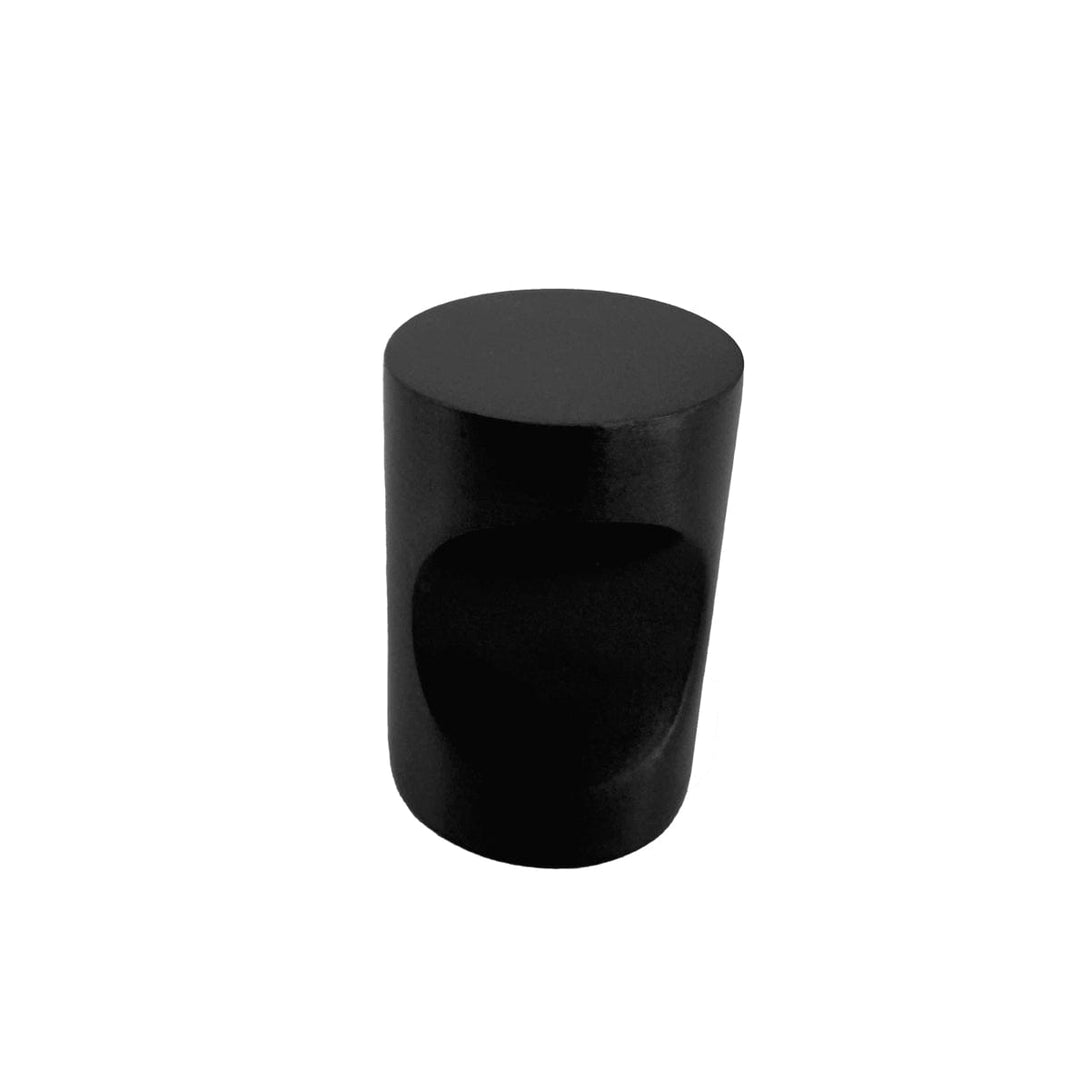 Matte Black Indent Finger Pull Cupboard Knob, 20mm