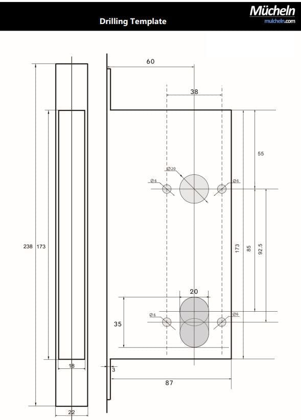 Matte Black Replacement Mortice Entrance Door Lock 