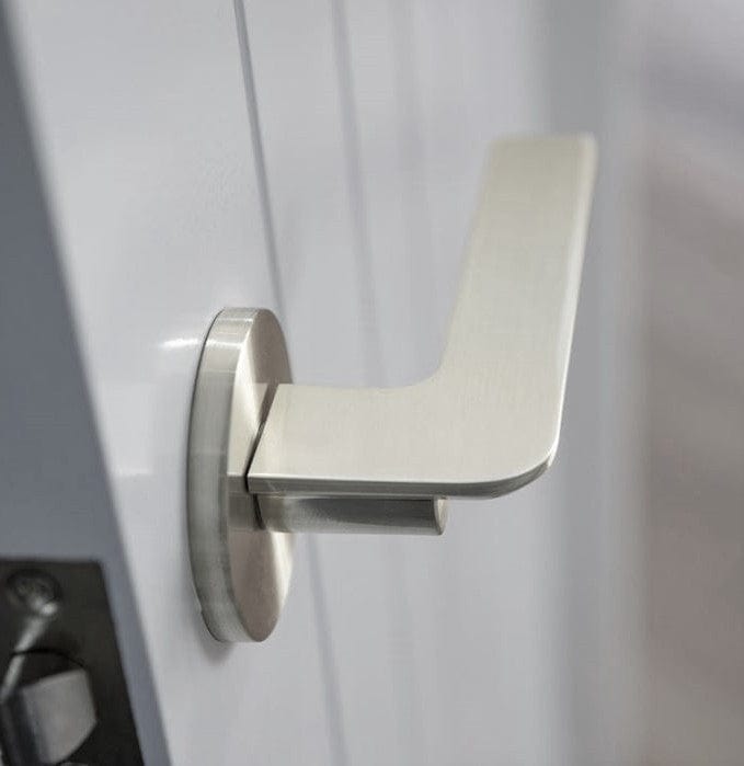 Satin Nickel Door Handle 63mm with Privacy Snib | Mucheln Edge Series ...